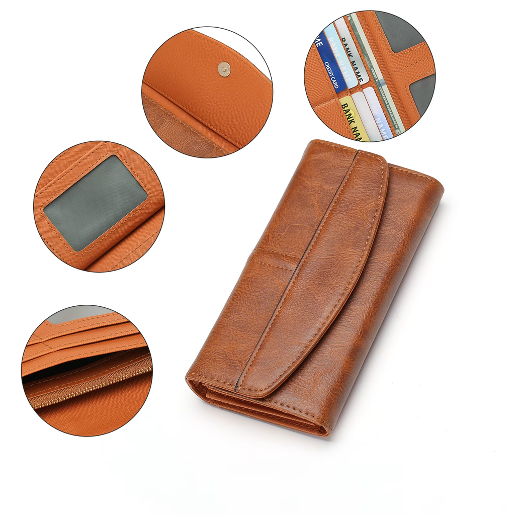 LOUEBICA Womens Wallet Large Capacity Leather RFID Blocking Wallets for Women Clutch Credit Card Holder with Zipper Pocket