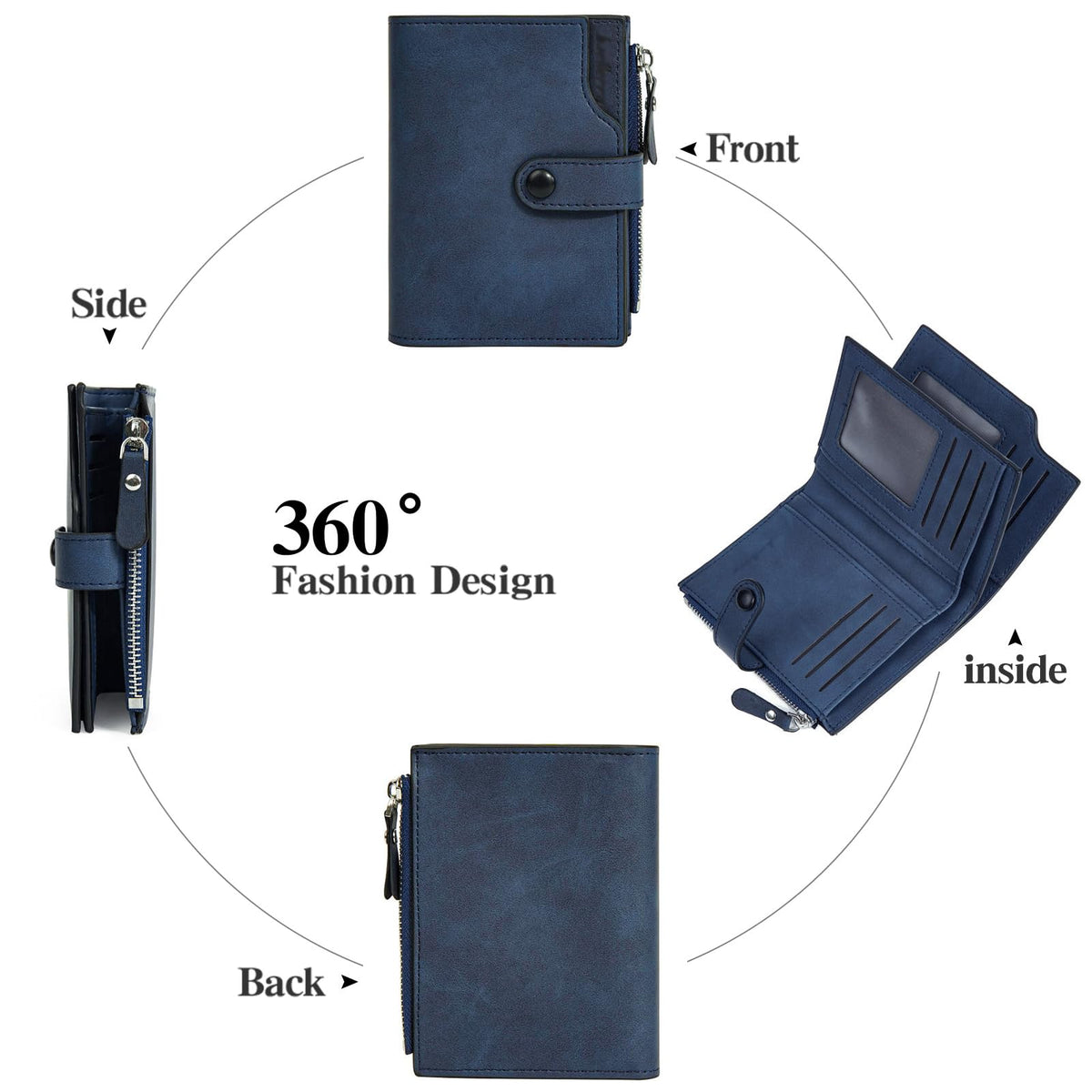 LOUEBICA Wallet for Men Large Capacity Leather RFID Blocking Trifold Wallet with 2 ID Windows and 15 Card Holders