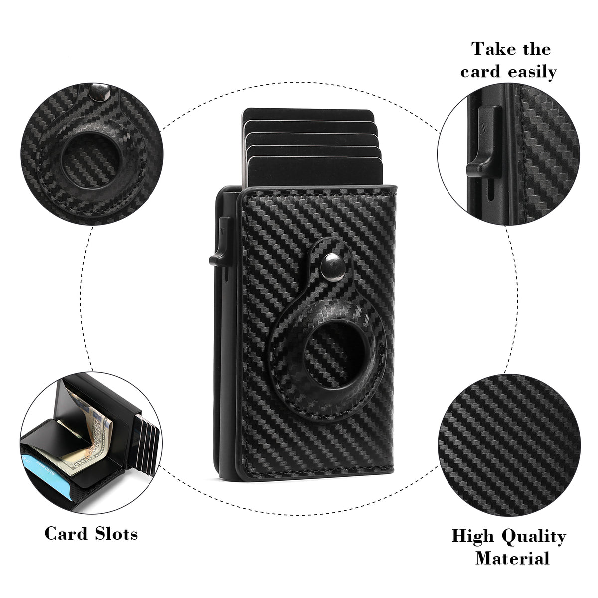 LOUEBICA Slim Smart Mens Wallet Card Holder Minimalist Leather Front Pocket Wallet RFID Blocking Pop Up Aluminum Case Credit Card Wallet