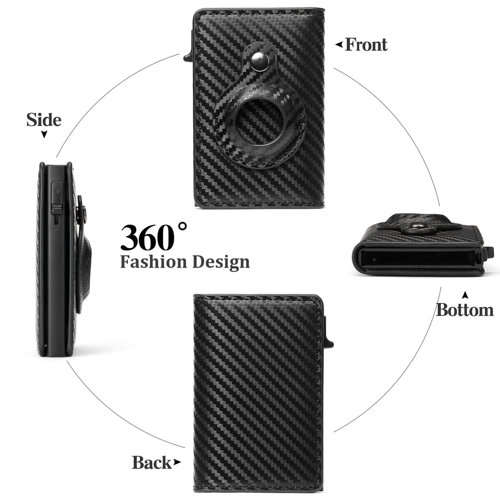 LOUEBICA Slim Smart Mens Wallet Card Holder Minimalist Leather Front Pocket Wallet RFID Blocking Pop Up Aluminum Case Credit Card Wallet