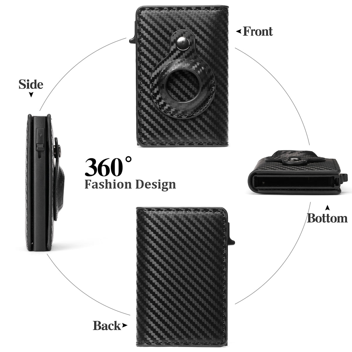 LOUEBICA Slim Smart Mens Wallet Card Holder Minimalist Leather Front Pocket Wallet RFID Blocking Pop Up Aluminum Case Credit Card Wallet