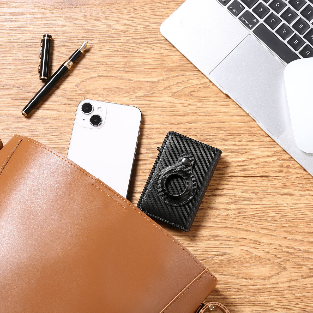 LOUEBICA Slim Smart Mens Wallet Card Holder Minimalist Leather Front Pocket Wallet RFID Blocking Pop Up Aluminum Case Credit Card Wallet