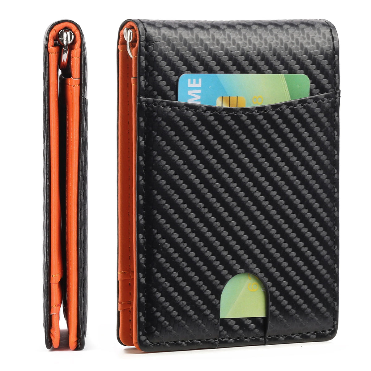 LOUEBICA Wallet for Men Leather Slim Bifold Card Holder RFID Blocking Minimalist Front Pockets Wallet with Money Clip