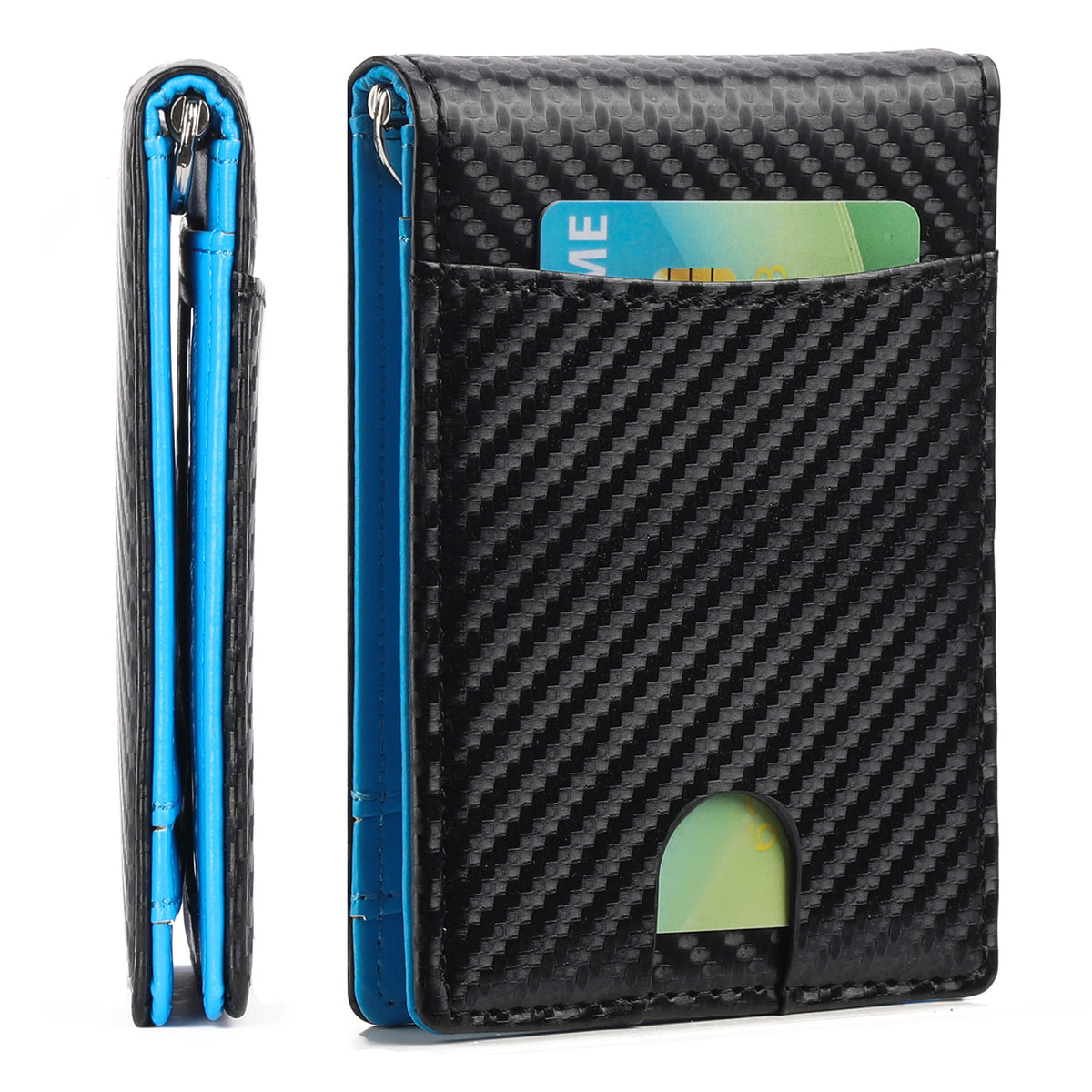 LOUEBICA Wallet for Men Leather Slim Bifold Card Holder RFID Blocking Minimalist Front Pockets Wallet with Money Clip