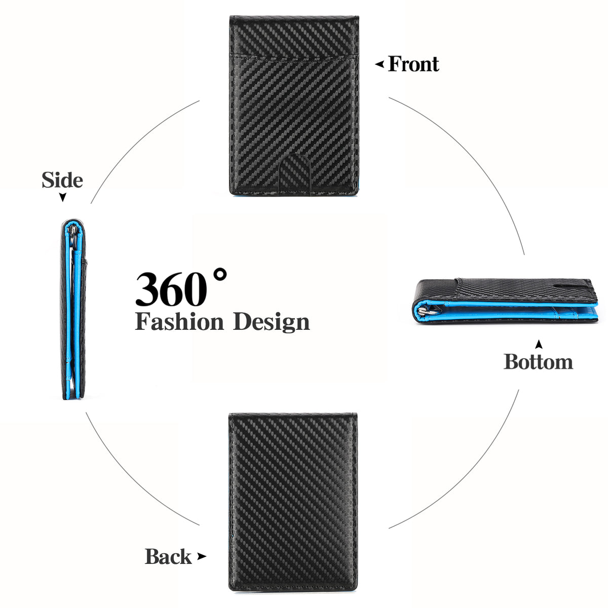 LOUEBICA Wallet for Men Leather Slim Bifold Card Holder RFID Blocking Minimalist Front Pockets Wallet with Money Clip