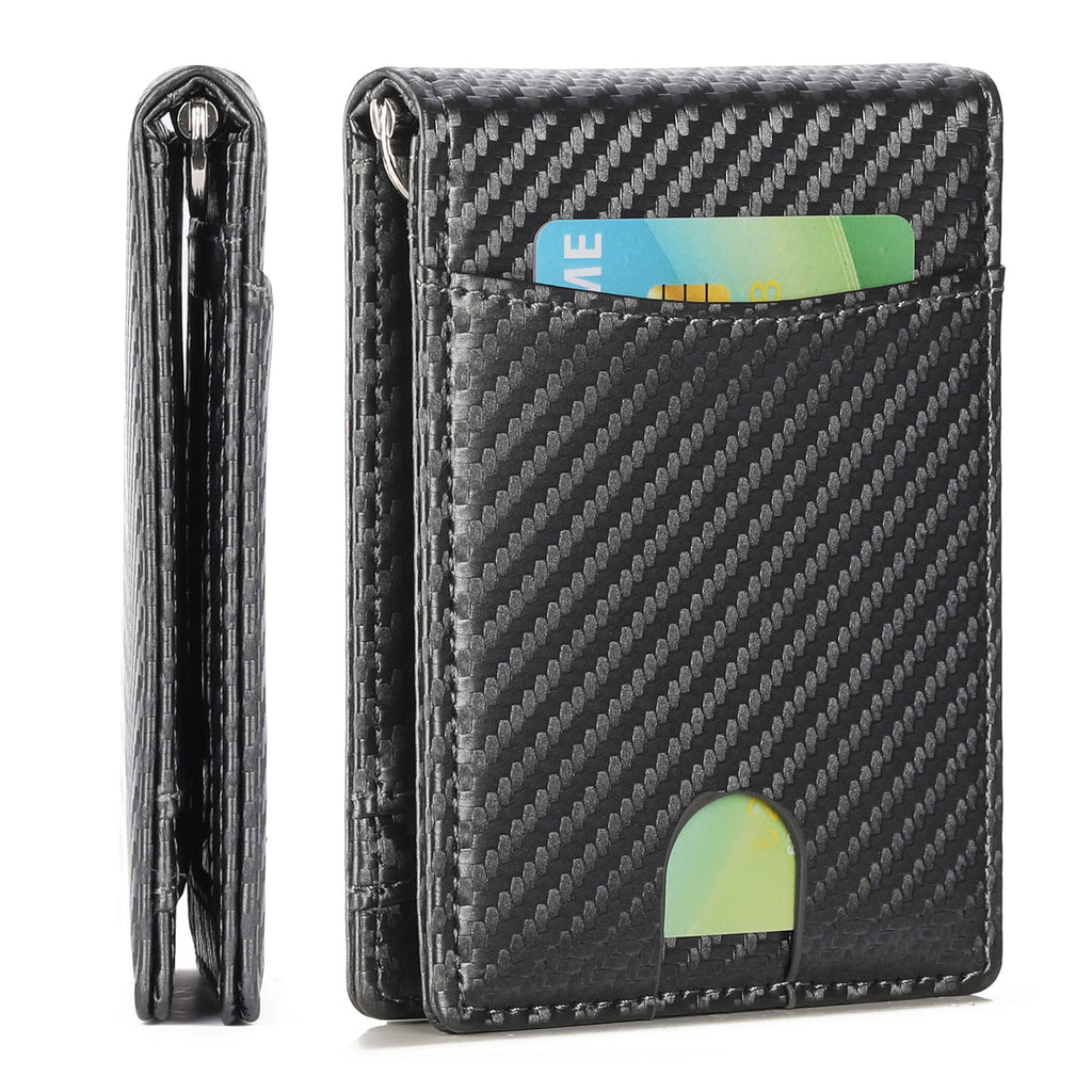 LOUEBICA Wallet for Men Leather Slim Bifold Card Holder RFID Blocking Minimalist Front Pockets Wallet with Money Clip