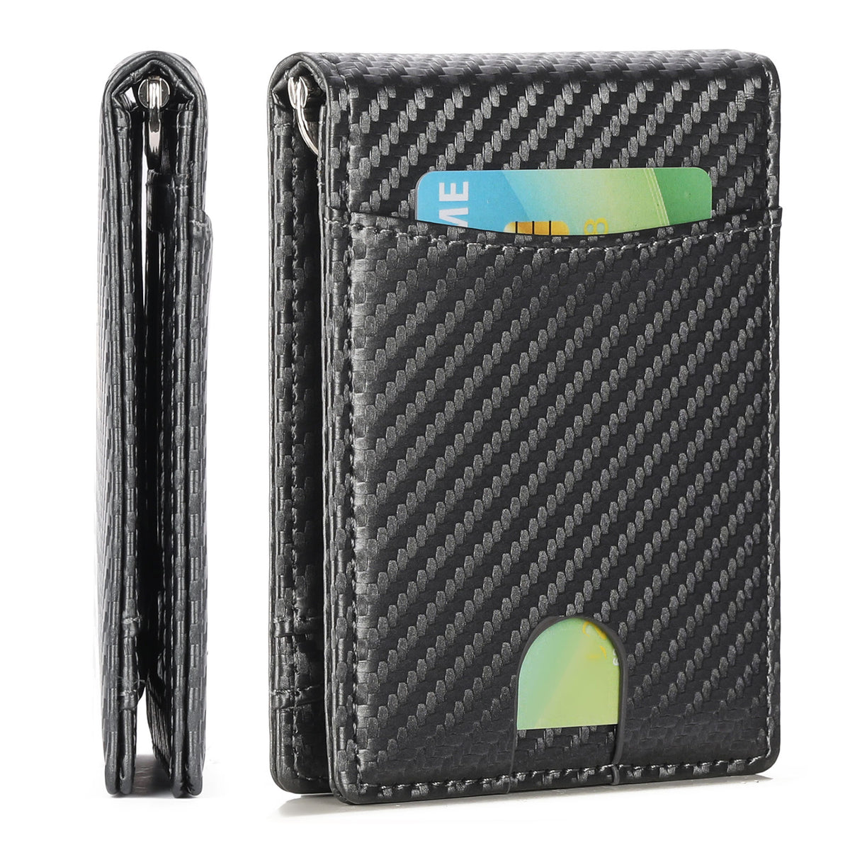 LOUEBICA Wallet for Men Leather Slim Bifold Card Holder RFID Blocking Minimalist Front Pockets Wallet with Money Clip