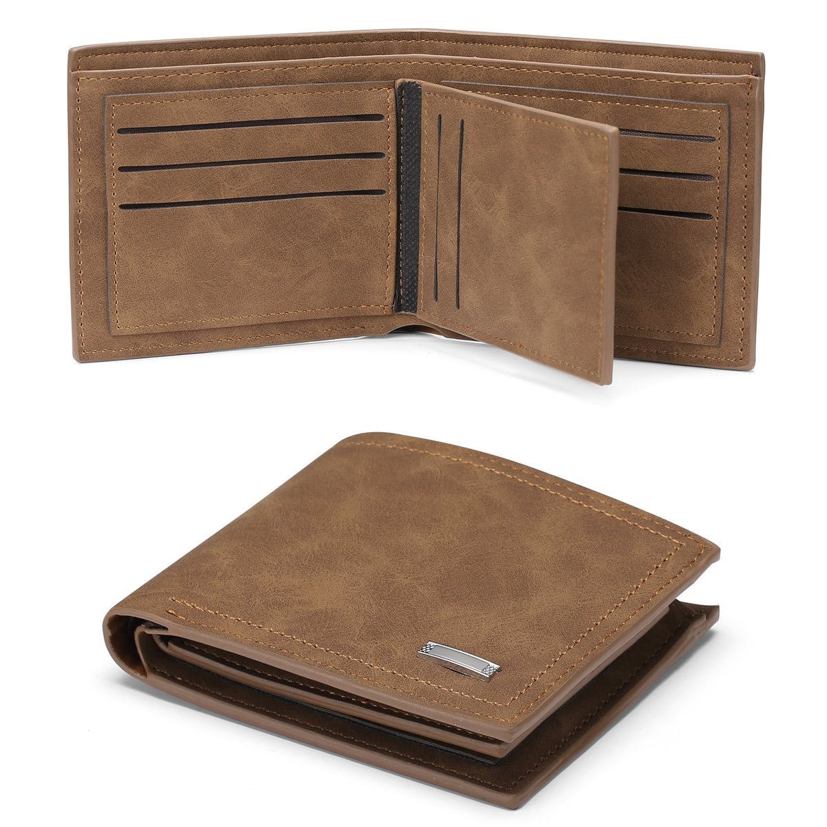 LOUEBICA Mens Wallet Leather RFID Blocking Large Capacity Trifold Wallet for Men with 10 Card Holders