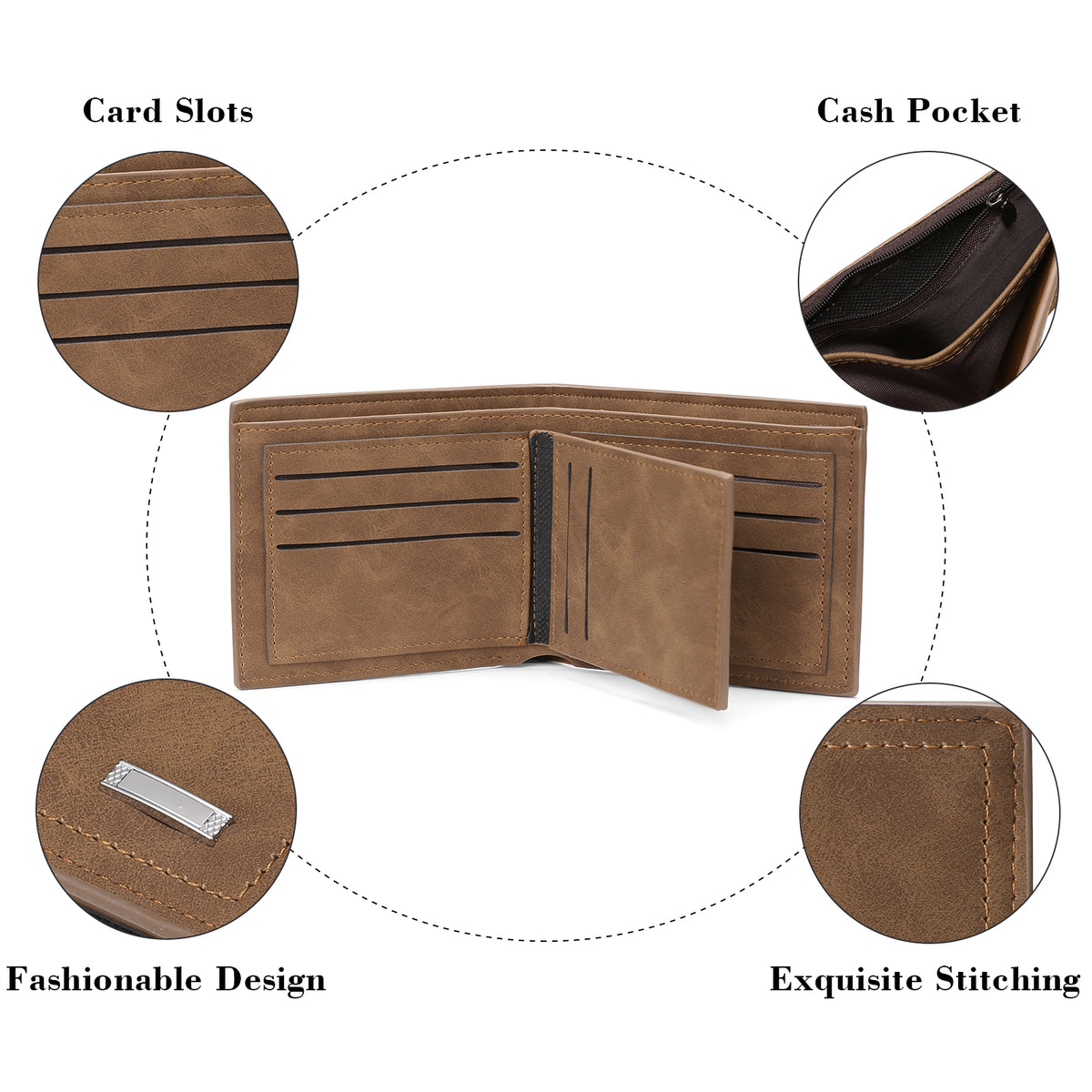 LOUEBICA Mens Wallet Leather RFID Blocking Large Capacity Trifold Wallet for Men with 10 Card Holders