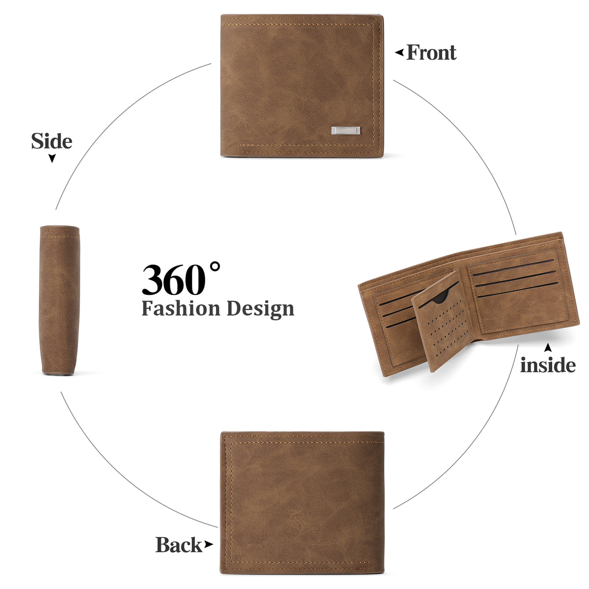 LOUEBICA Mens Wallet Leather RFID Blocking Large Capacity Trifold Wallet for Men with 10 Card Holders