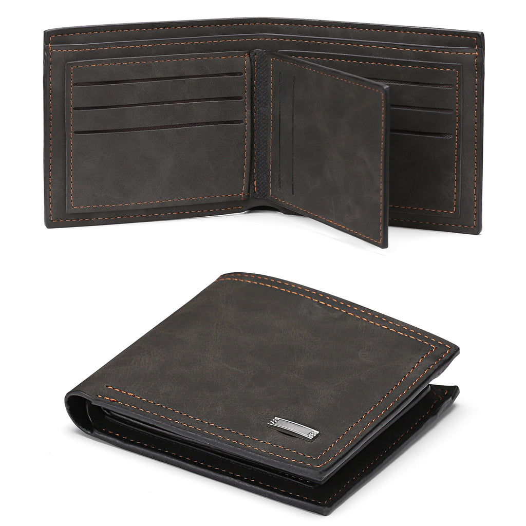 LOUEBICA Mens Wallet Leather RFID Blocking Large Capacity Trifold Wallet for Men with 10 Card Holders