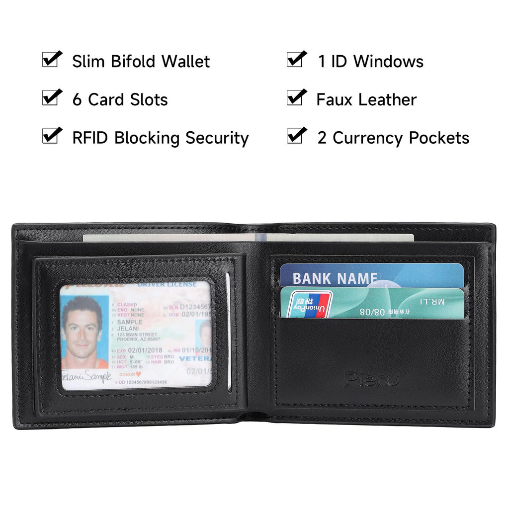 LOUEBICA Wallet for Men Leather RFID Blocking Bifold Stylish Wallet Minimalist Front Pocket Large Capacity