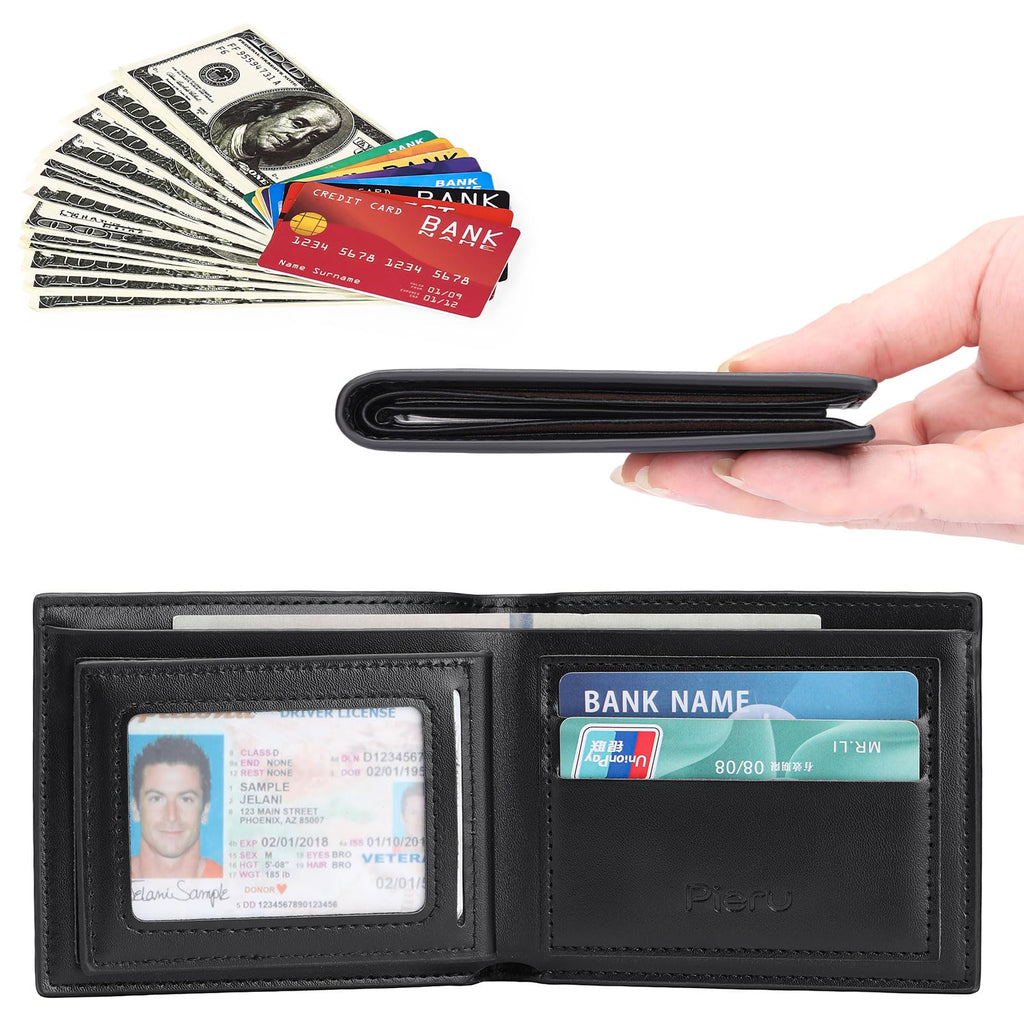 LOUEBICA Wallet for Men Leather RFID Blocking Bifold Stylish Wallet Minimalist Front Pocket Large Capacity