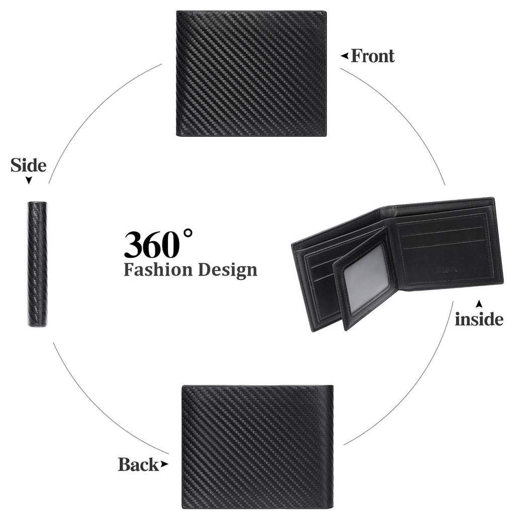 LOUEBICA Wallet for Men Leather RFID Blocking Bifold Stylish Wallet Minimalist Front Pocket Large Capacity