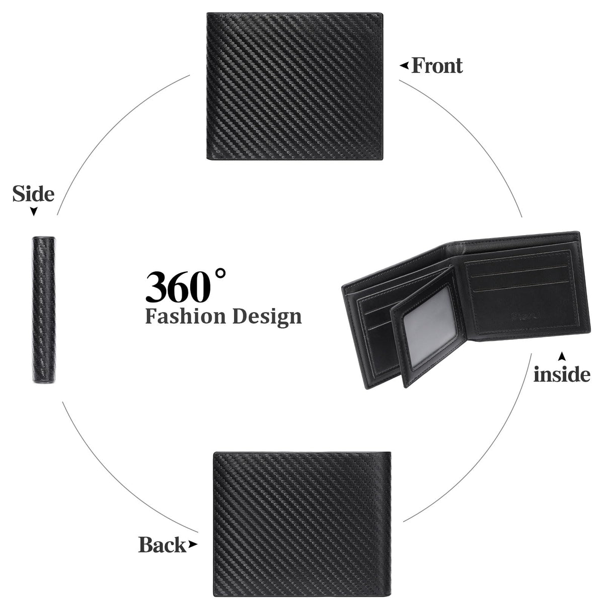 LOUEBICA Wallet for Men Leather RFID Blocking Bifold Stylish Wallet Minimalist Front Pocket Large Capacity
