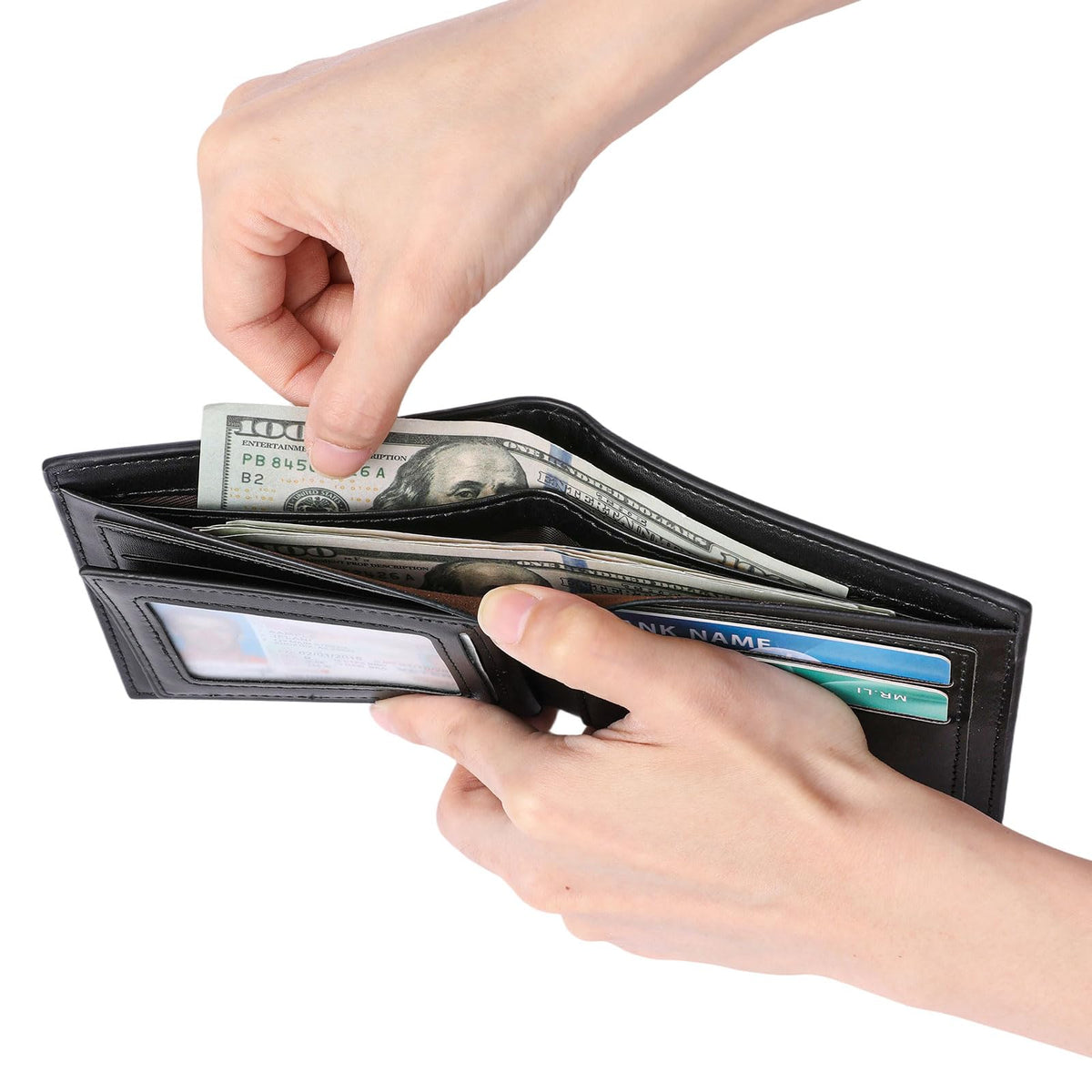 LOUEBICA Wallet for Men Leather RFID Blocking Bifold Stylish Wallet Minimalist Front Pocket Large Capacity