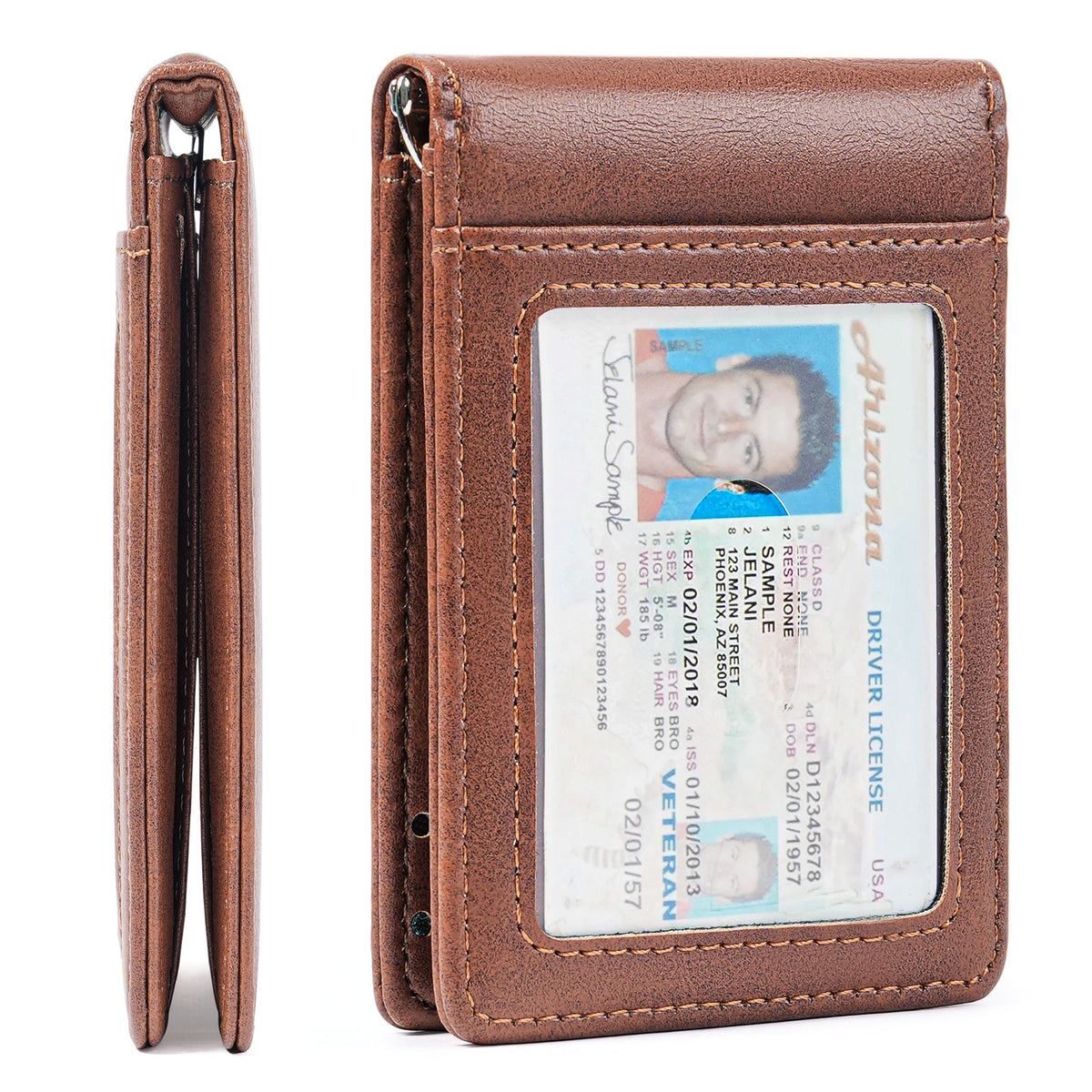 LOUEBICA Wallet for Men Leather Slim Bifold Card Holder RFID Blocking Minimalist Front Pockets Wallet with Money Clip