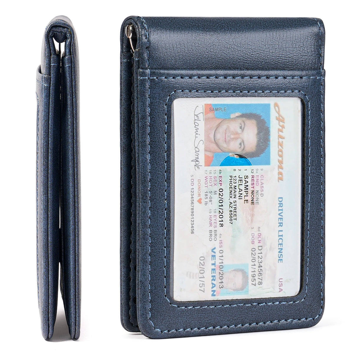 LOUEBICA Wallet for Men Leather Slim Bifold Card Holder RFID Blocking Minimalist Front Pockets Wallet with Money Clip