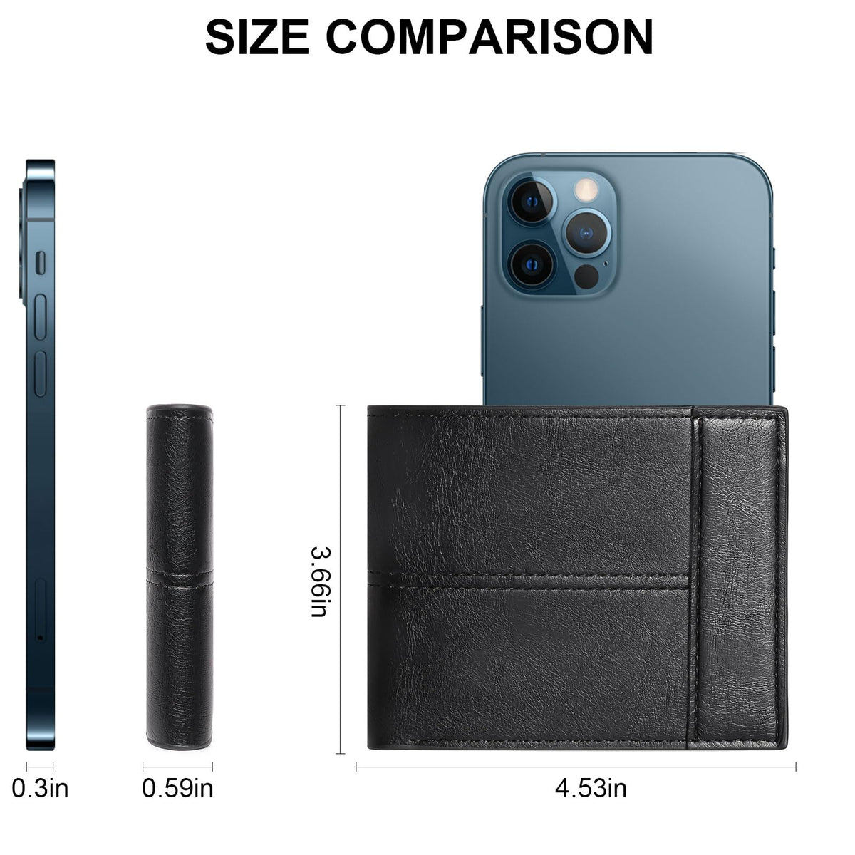 LOUEBICA Wallets for Men Minimalist Bifold Front Pocket Wallets with 1 ID Window 7 Card Slots