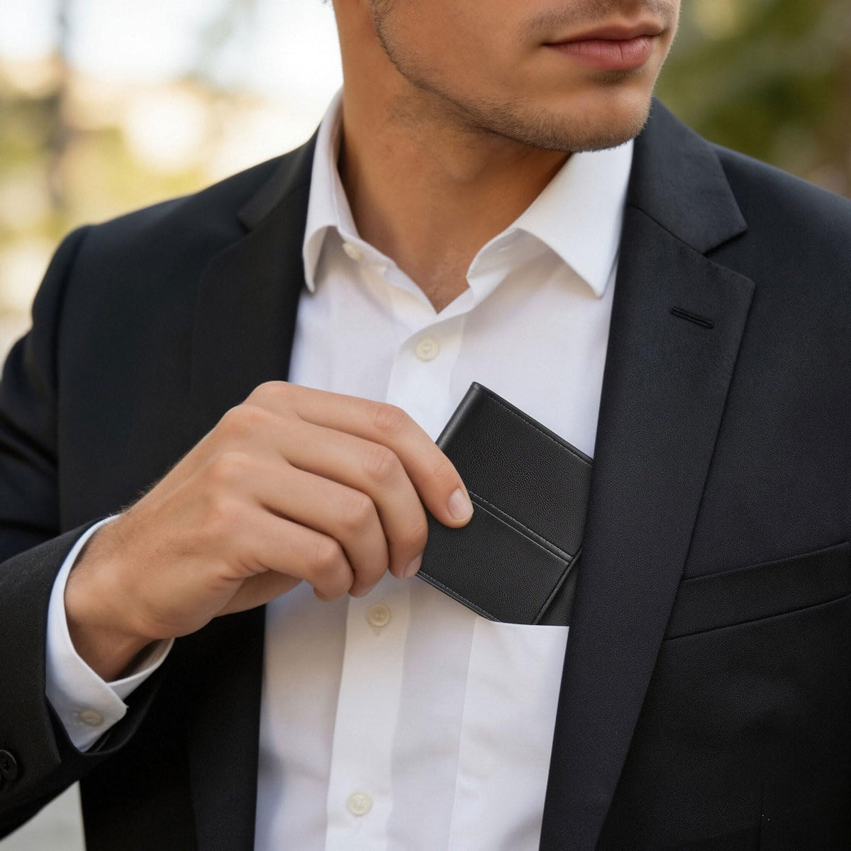 LOUEBICA Wallets for Men Minimalist Bifold Front Pocket Wallets with 1 ID Window 7 Card Slots