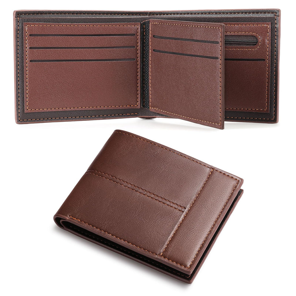 LOUEBICA Wallets for Men Minimalist Bifold Front Pocket Wallets with 1 ID Window 7 Card Slots
