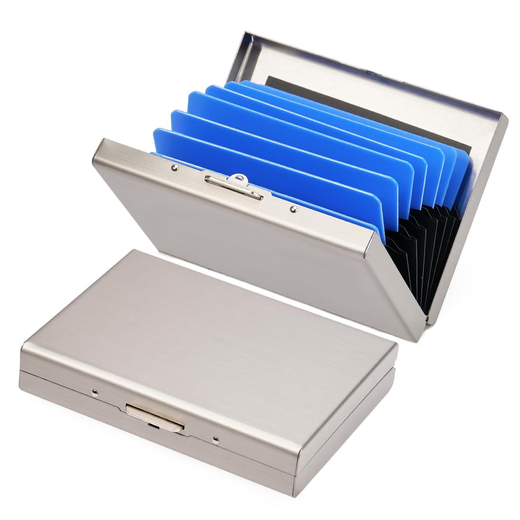 LOUEBICA Credit Card Holder Wallet Stainless Steel Card Case RFID Blocking Business Card Holder Protector for Women Men