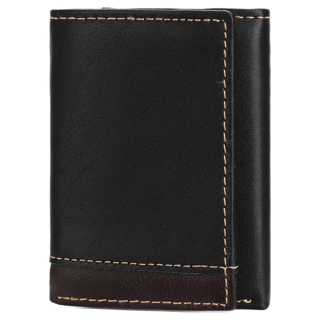 LOUEBICA Men's Genuine Leather Wallet Trifold Wallet RFID Blocking Minimalist Wallets for Men with ID Window