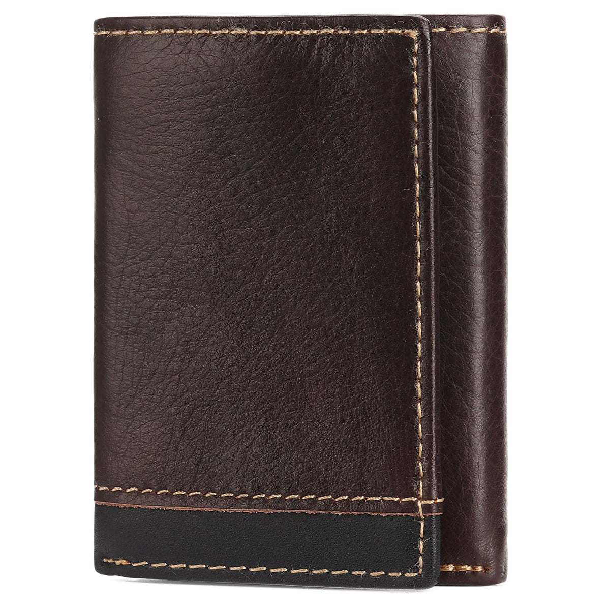 LOUEBICA Men's Genuine Leather Wallet Trifold Wallet RFID Blocking Minimalist Wallets for Men with ID Window