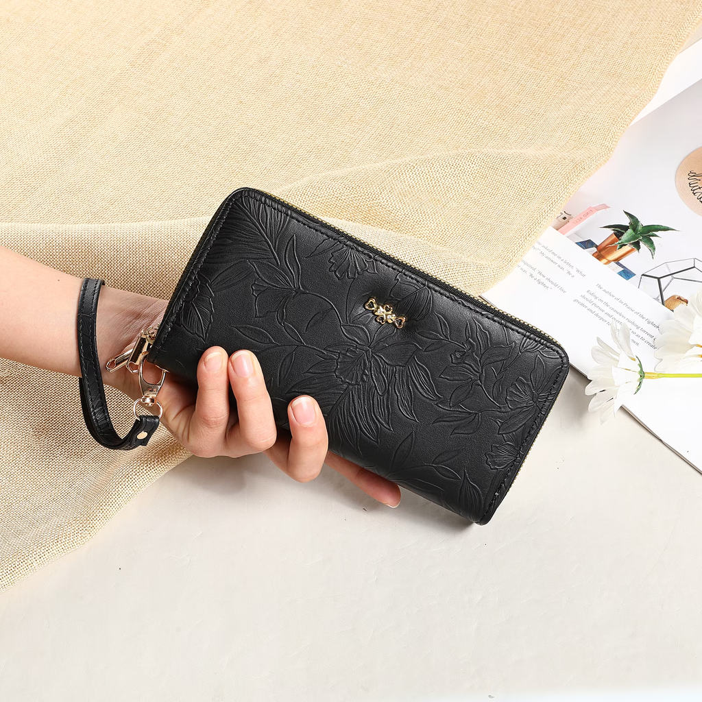 LOUEBICA Wallet for Women Clutch Double Zip Around Credit Card Holder Leather Women's Wallet Large Capacity