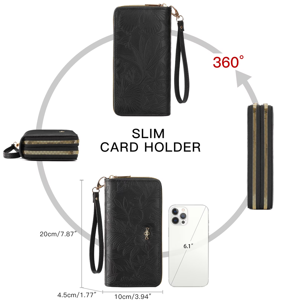 LOUEBICA Wallet for Women Clutch Double Zip Around Credit Card Holder Leather Women's Wallet Large Capacity