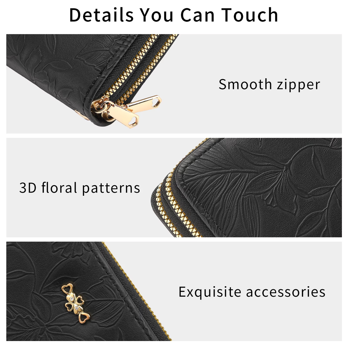 LOUEBICA Wallet for Women Clutch Double Zip Around Credit Card Holder Leather Women's Wallet Large Capacity