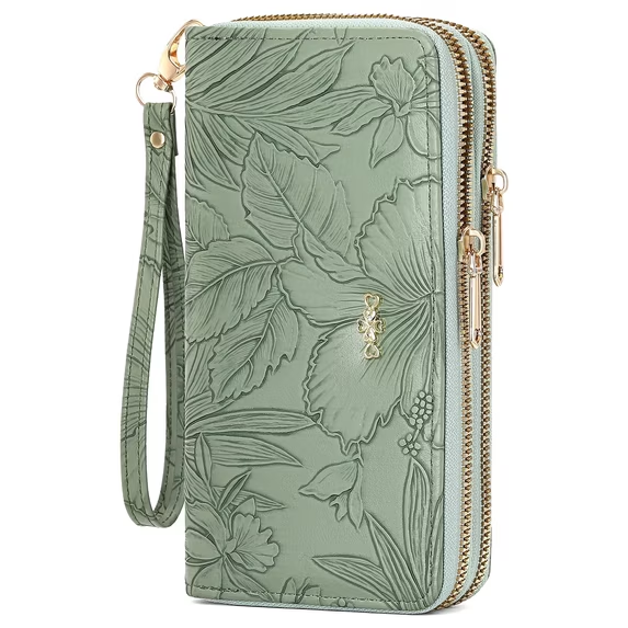 LOUEBICA Wallet for Women Clutch Double Zip Around Credit Card Holder Leather Women's Wallet Large Capacity
