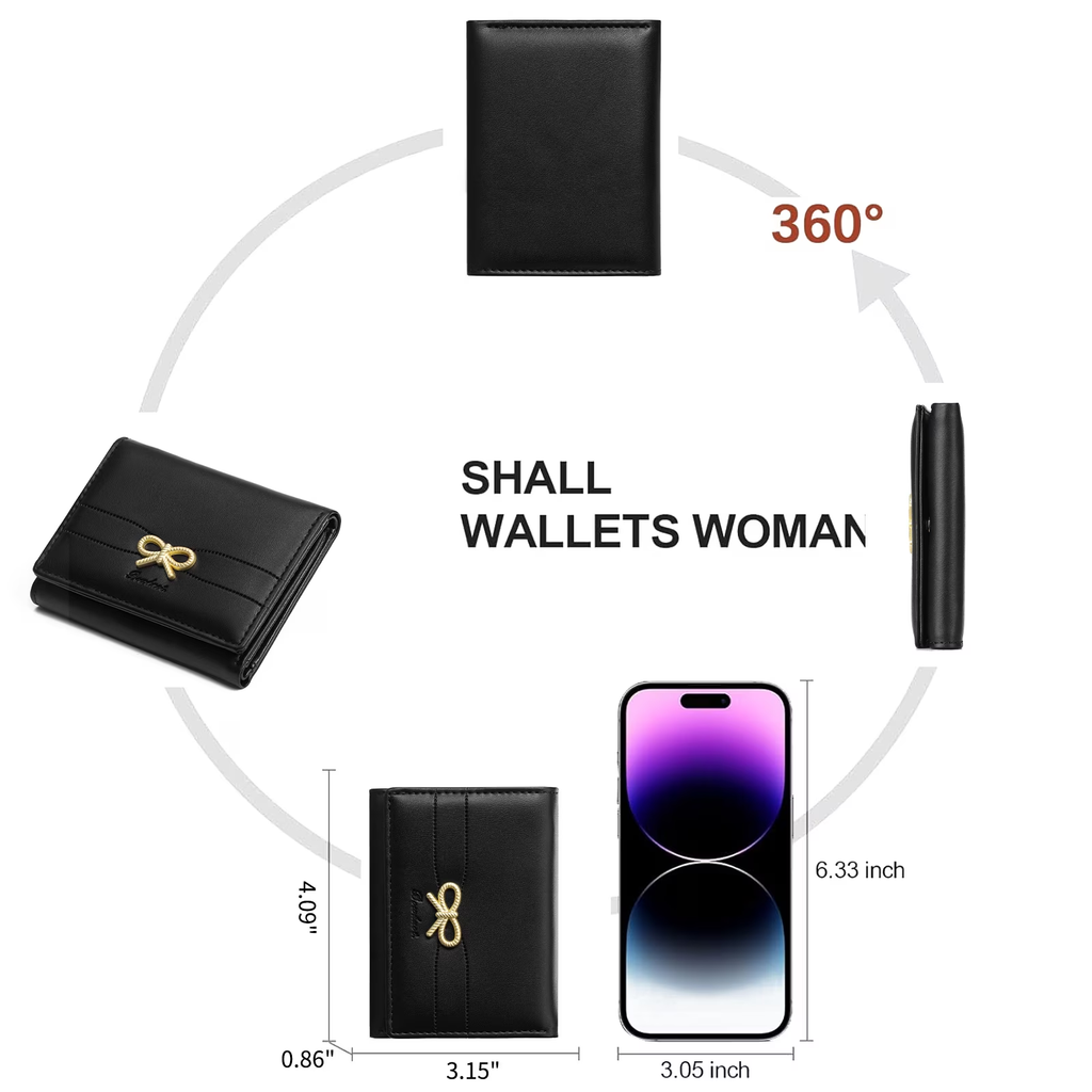 LOUEBICA Small Wallets Cute Coquette Bow Wallet ID Credit Card Holder for Women Girls