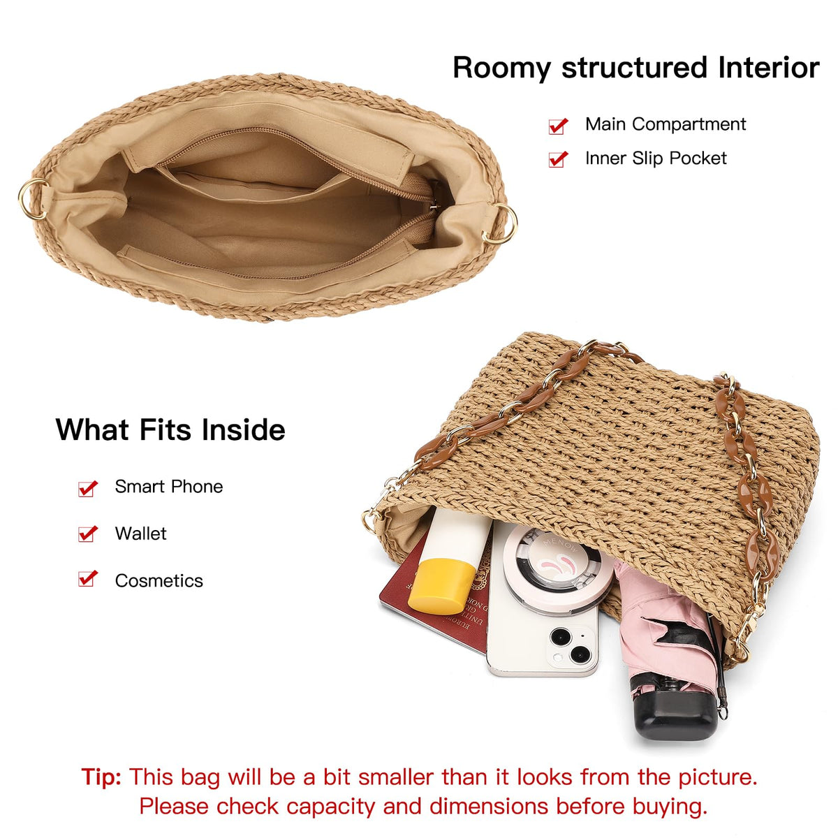 LOUEBICA Straw Summer Purses for Women, Cute Woven Beach Shoulder Bag for Vacation