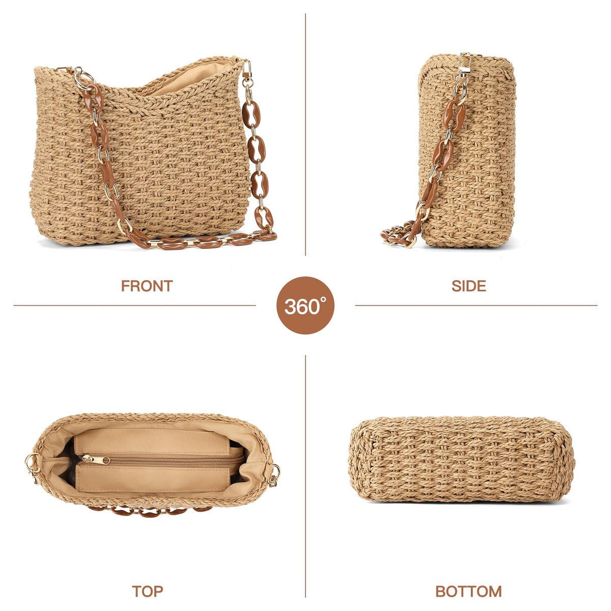LOUEBICA Straw Summer Purses for Women, Cute Woven Beach Shoulder Bag for Vacation