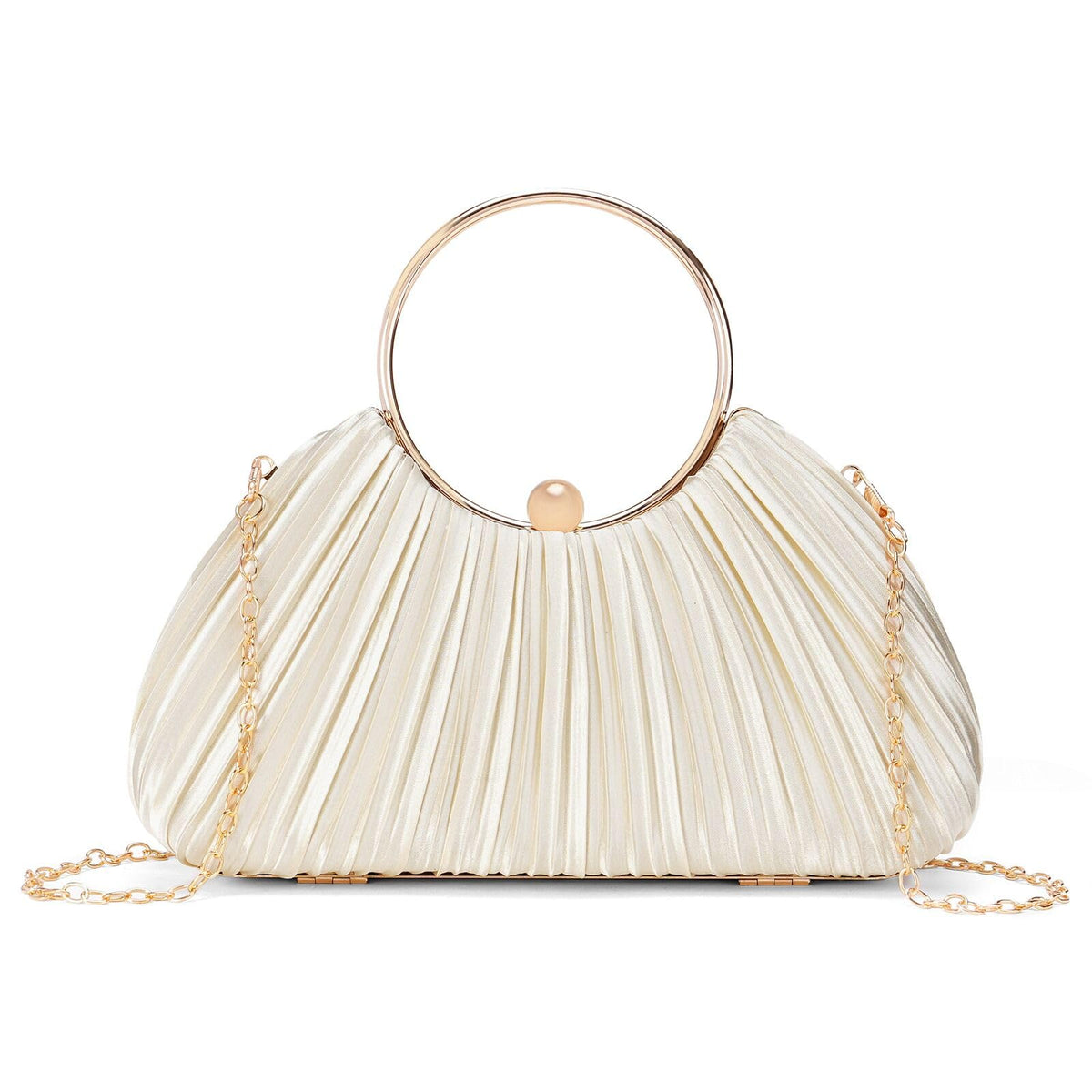 LOUEBICA Evening Clutch Purses for Women Satin Pleated Top Handle Clutch Handbag Elegant Crossbody Purse for Wedding, Party