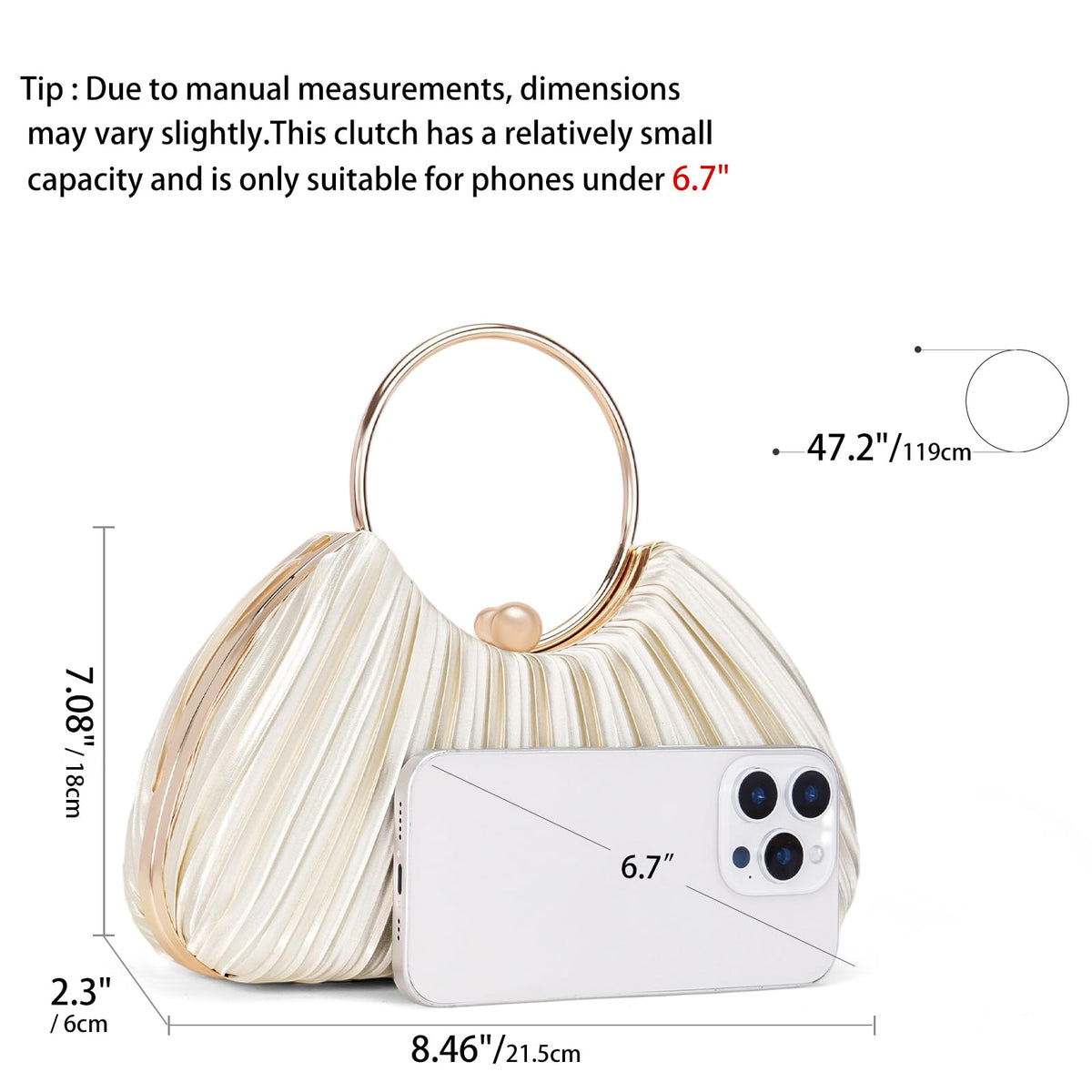 LOUEBICA Evening Clutch Purses for Women Satin Pleated Top Handle Clutch Handbag Elegant Crossbody Purse for Wedding, Party
