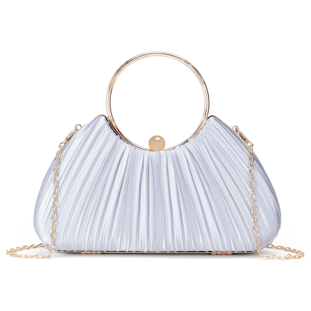 LOUEBICA Evening Clutch Purses for Women Satin Pleated Top Handle Clutch Handbag Elegant Crossbody Purse for Wedding, Party