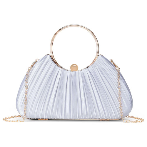 LOUEBICA Evening Clutch Purses for Women Satin Pleated Top Handle Clutch Handbag Elegant Crossbody Purse for Wedding, Party