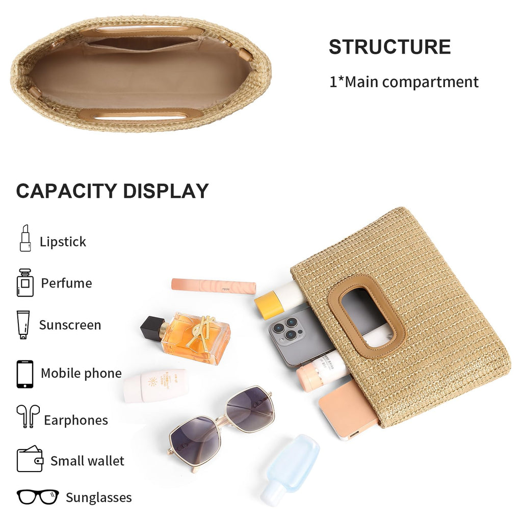 LOUEBICA Straw Clutch Handbags Summer Clutch Woven Boho Beach Bags Straw Purses for Women