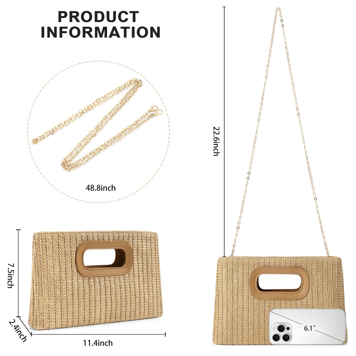LOUEBICA Straw Clutch Handbags Summer Clutch Woven Boho Beach Bags Straw Purses for Women