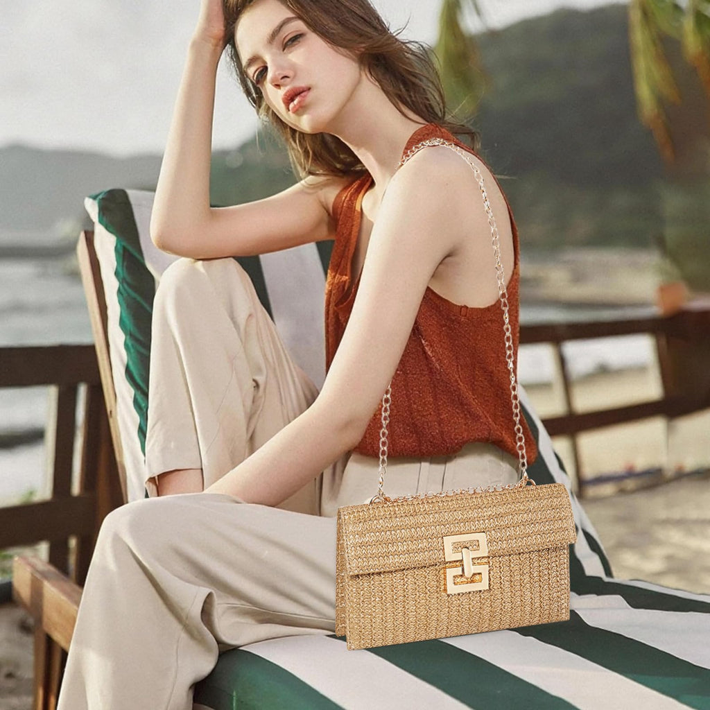 LOUEBICA Straw Shoulder Bag for Women Straw Purse for Woven Envelope Bag Summer Purses for Women 2026 Vacation Handbags