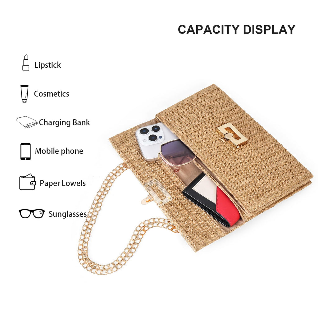 LOUEBICA Straw Shoulder Bag for Women Straw Purse for Woven Envelope Bag Summer Purses for Women 2026 Vacation Handbags