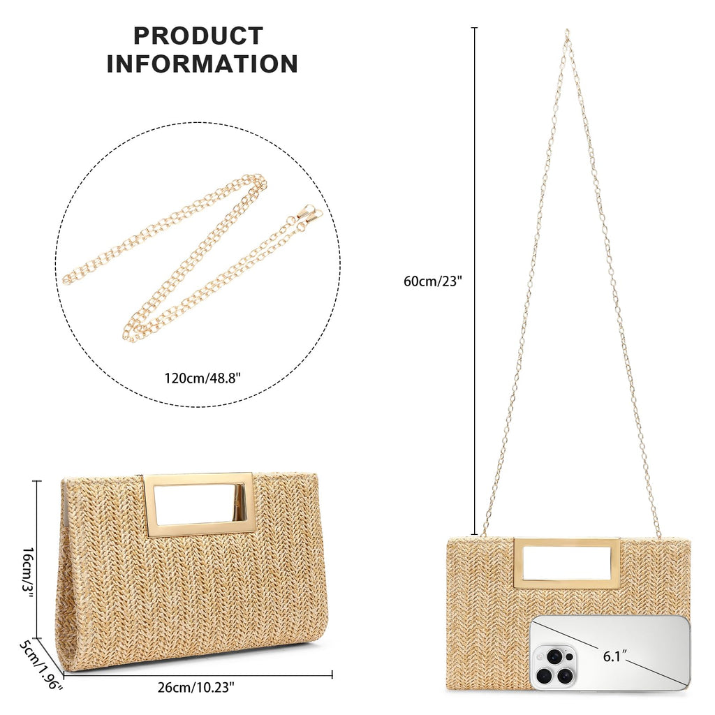 LOUEBICA Straw Clutch Handbags Summer Clutch Woven Boho Beach Bags Straw Purses for Women