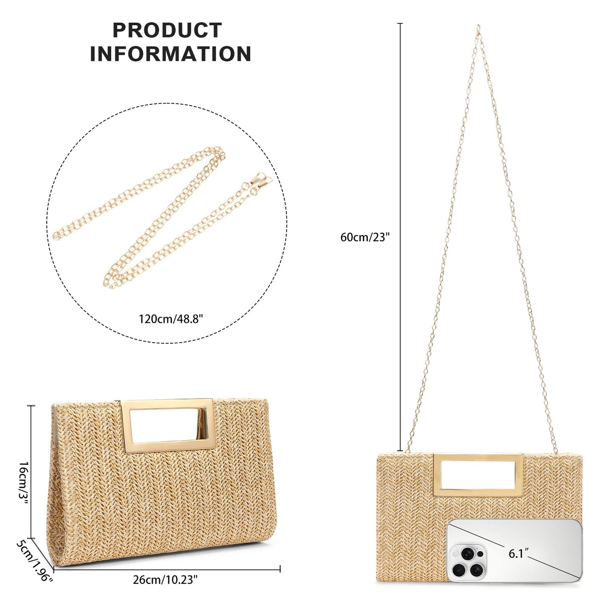 LOUEBICA Straw Clutch Handbags Summer Clutch Woven Boho Beach Bags Straw Purses for Women