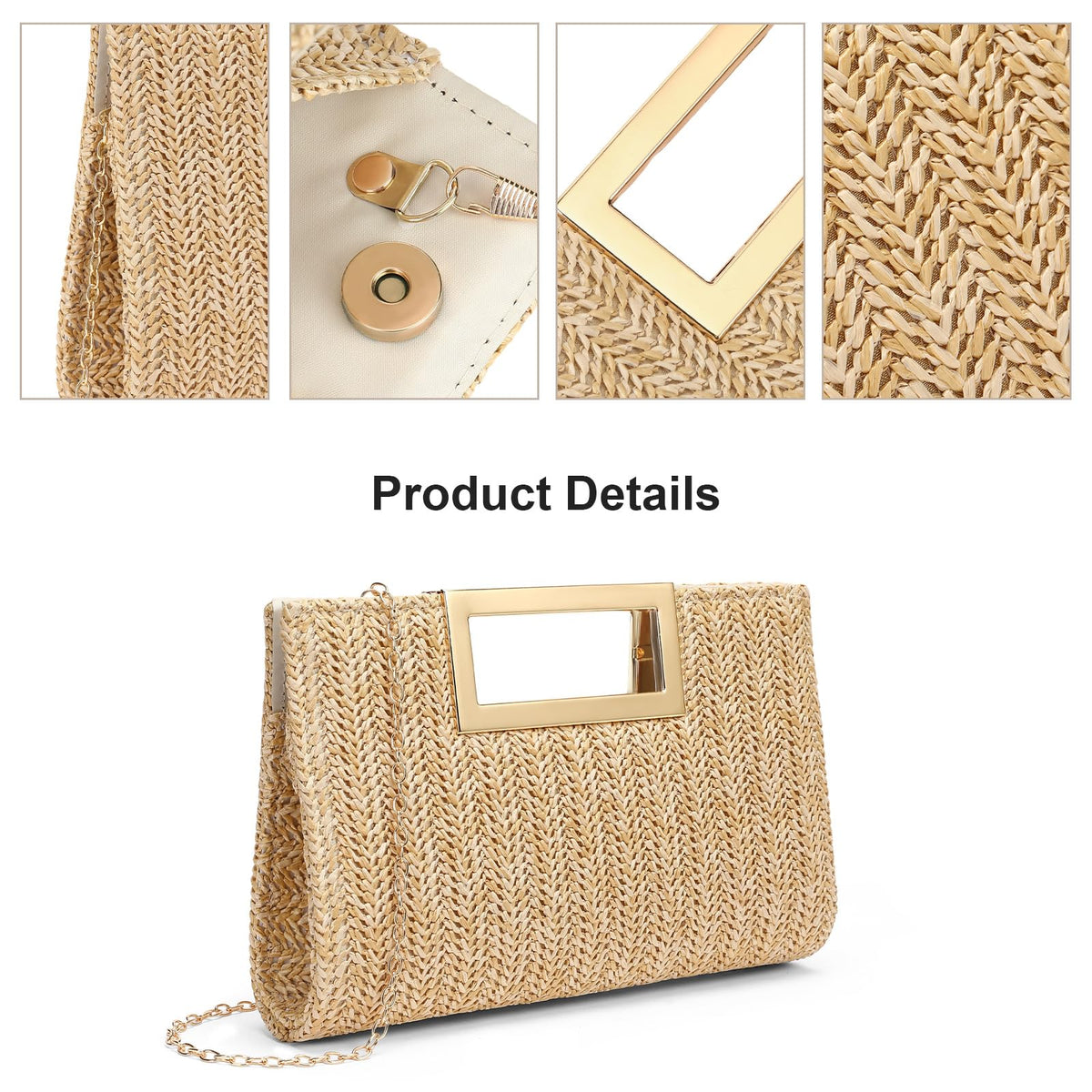 LOUEBICA Straw Clutch Handbags Summer Clutch Woven Boho Beach Bags Straw Purses for Women
