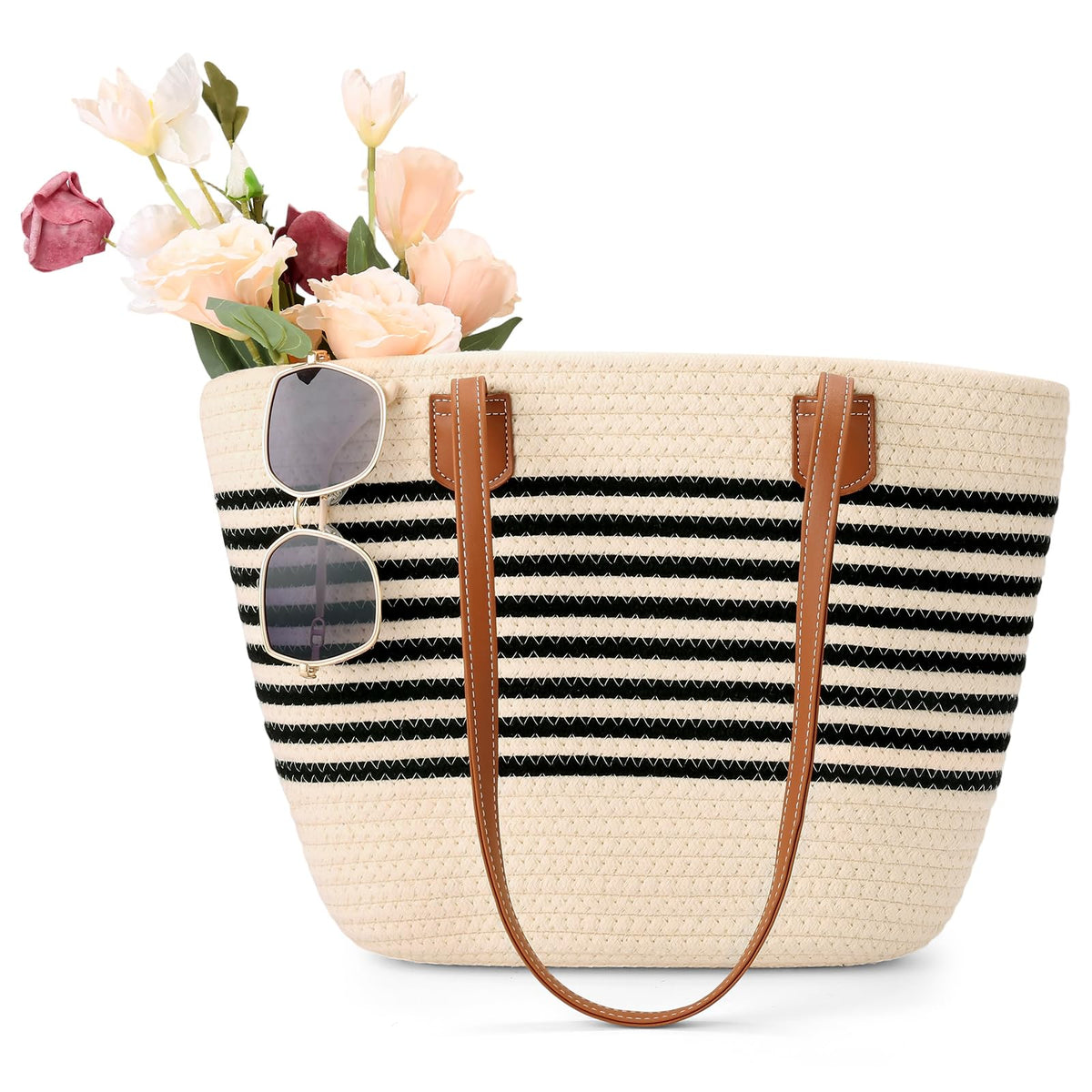 LOUEBICA Women’s Straw Tote Bag Large Woven Shoulder Bag