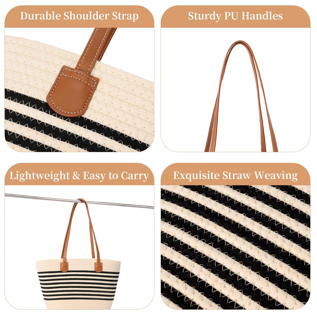 LOUEBICA Women’s Straw Tote Bag Large Woven Shoulder Bag