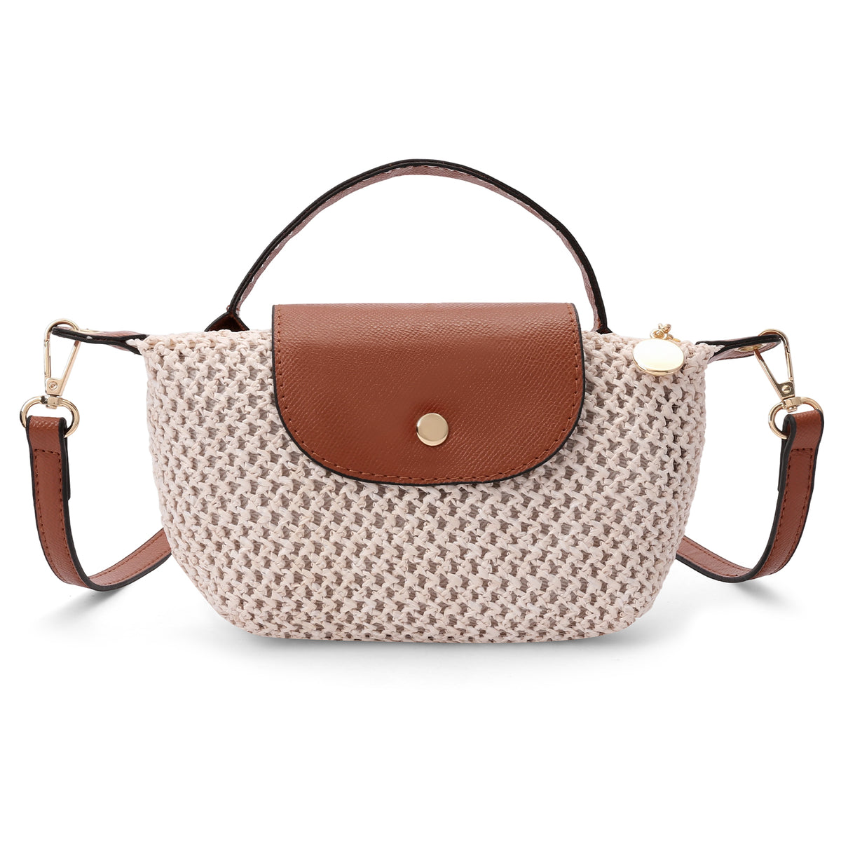 LOUEBICA Mini Straw Braided Handbag for Women Vegan Leather Lightweight Crossbody Bag Fashion Handle Beach Shoulder Purse