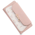 LOUEBICA Womens Wallet Vegan Leather Long Ladies Wallets RFID Blocking Bifold Card Holder with Floral Pattern Zipper Pocket